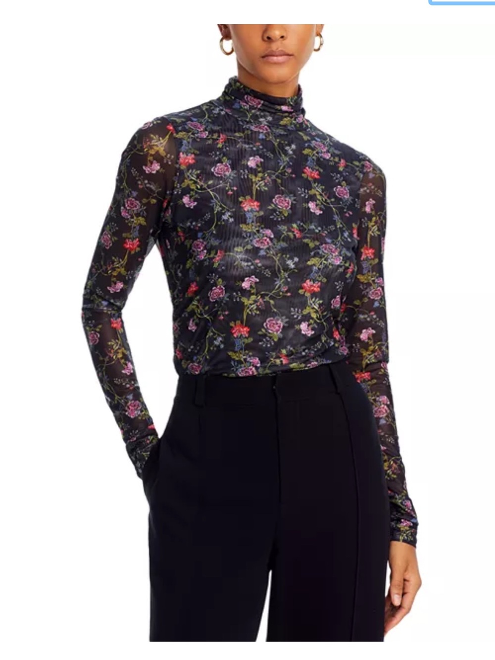 Sheer Floral turtle neck cinq a sept